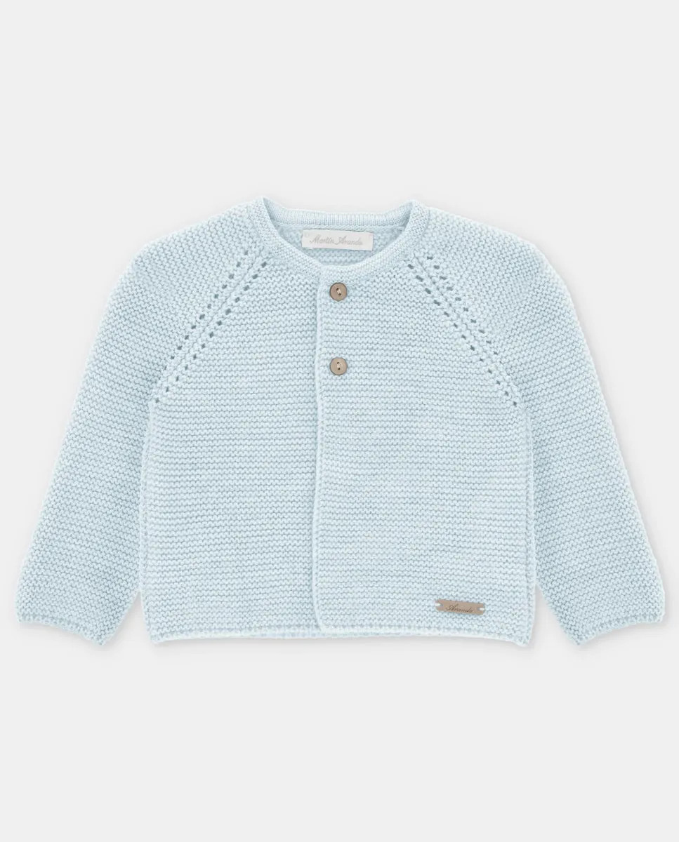 

Детская трикотажная куртка с ажурными деталями серо-голубого цвета Martín Aranda