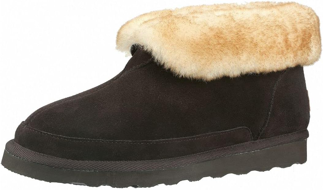 

Мужские домашние тапочки-ботинки PAMIR из овчины для дома и улицы с анатомической стелькой из поролона с эффектом памяти, темно-коричневый