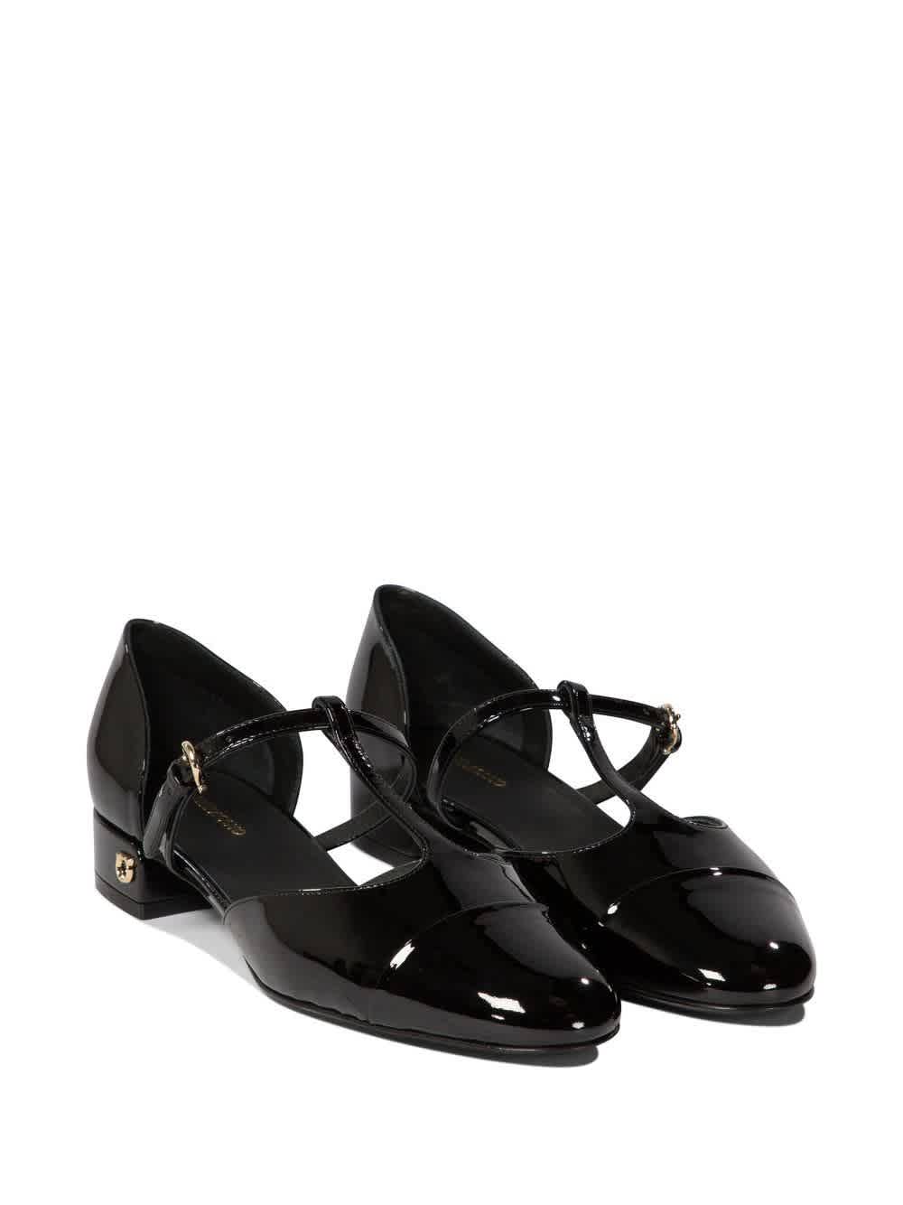 Феррагамо Патент-кожаные Т-образные балетки Salvatore Ferragamo, черный — фото 2