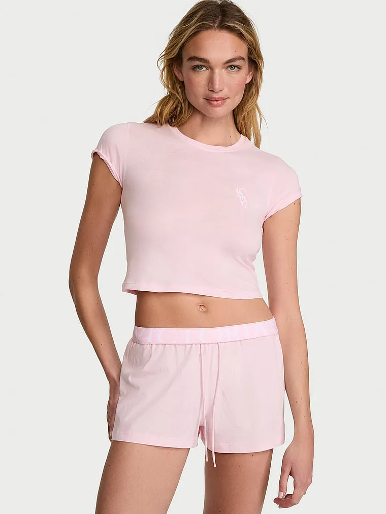 Комплект короткой пижамы из 100% хлопка. Victoria'S Secret, Bermuda Pink