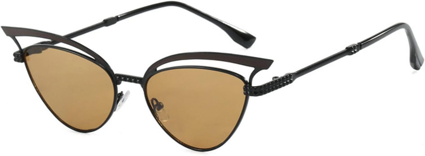 

Laureles Модные солнцезащитные очки в металлической оправе «кошачий глаз» в стиле Y2K для женщин, коричнево-серые солнцезащитные очки для мужчин, панк-очки для женщин, C2