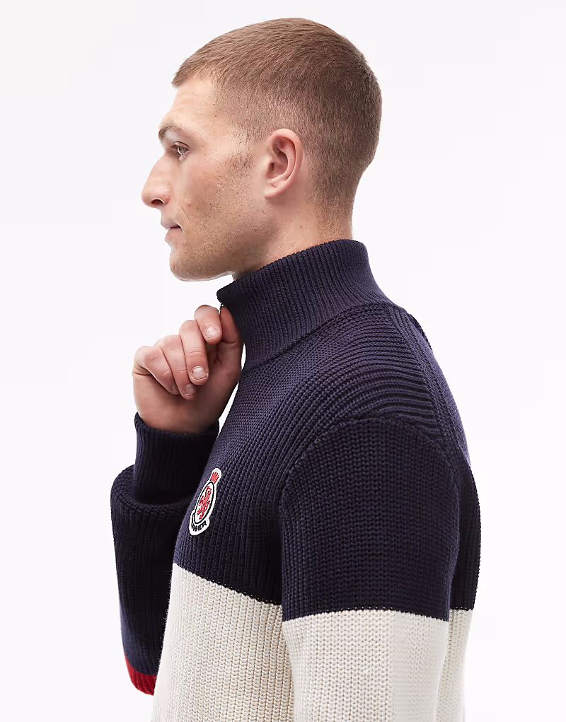 Джемпер с цветными блоками и эмблемой темно-синего цвета на молнии Tommy Hilfiger — фото 4