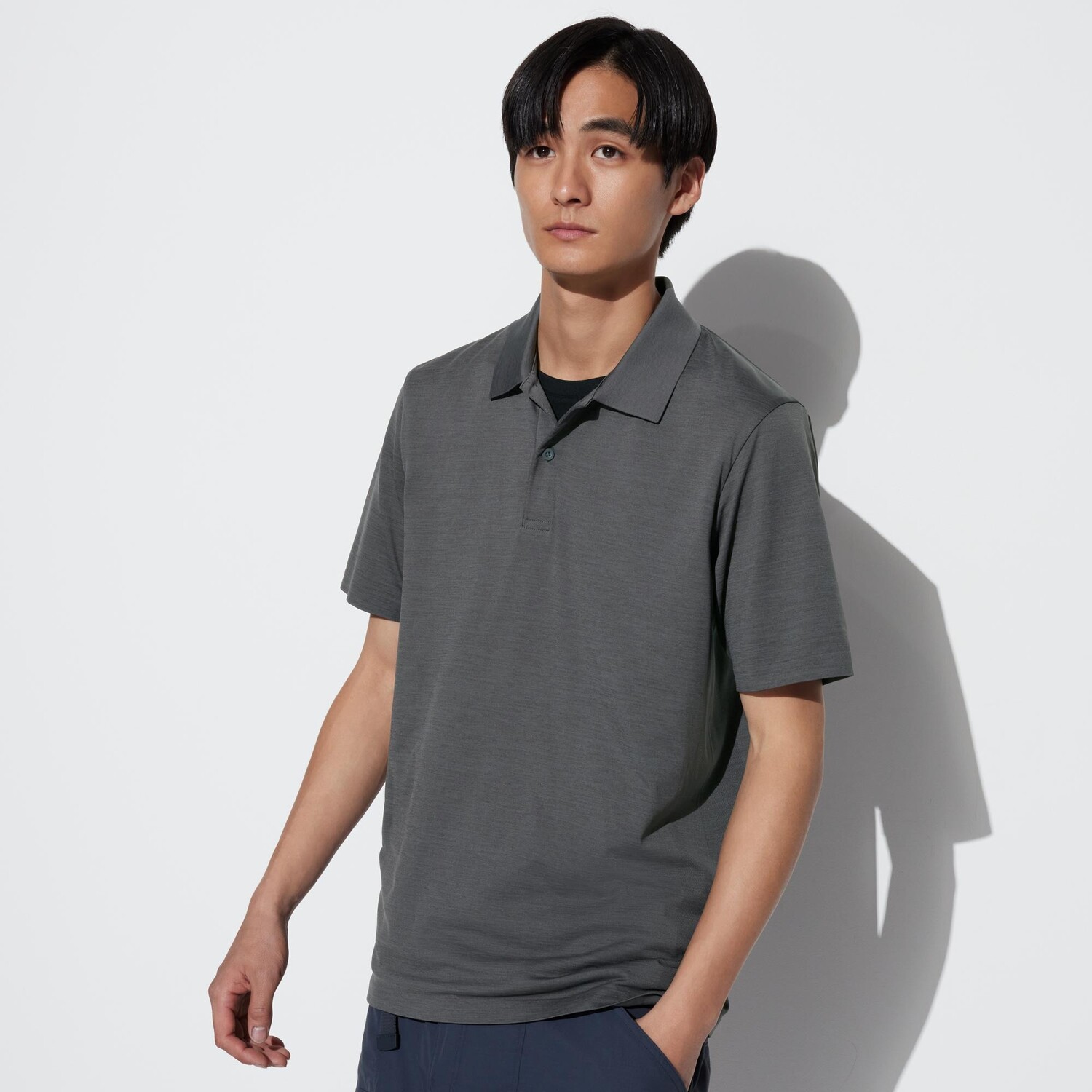 

Рубашка-поло UNIQLO Dry EX с коротким рукавом, серый