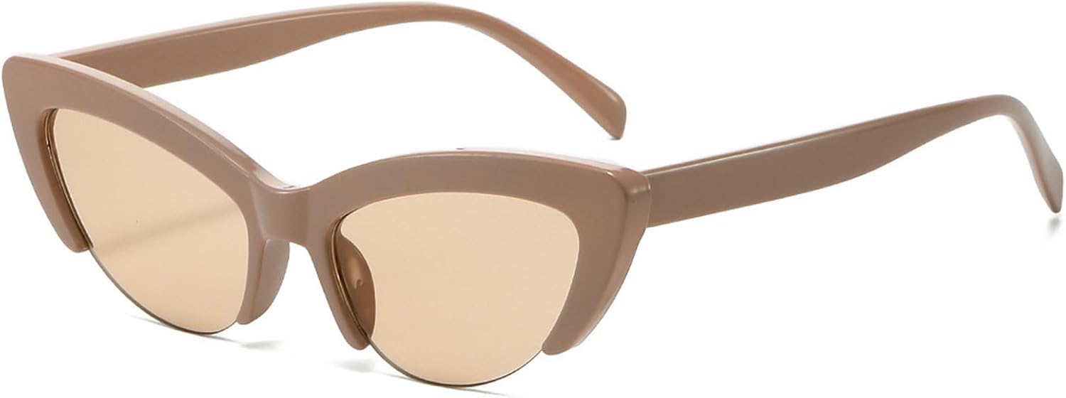 

Винтажные белые солнцезащитные очки «кошачий глаз» для женщин, винтажная мода, маленькая полуободковая оправа, трендовые сексуальные женские солнцезащитные очки N45 mincl, Brown