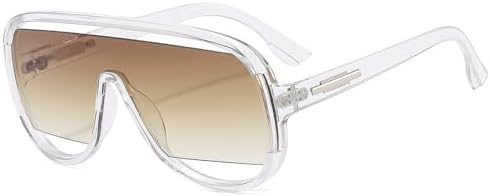 

Модные ретро-солнцезащитные очки-моноблок для женщин и мужчин, большие солнцезащитные очки с градиентным переходом цвета и защитой от УФ-излучения UV400 MTZJH, Transparent Tea