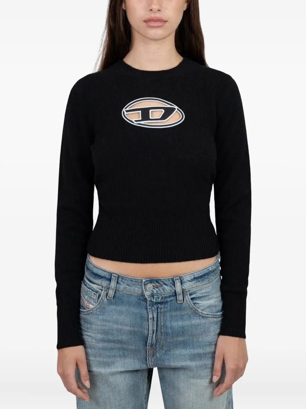 

Свитер с овальным логотипом D DIESEL, черный