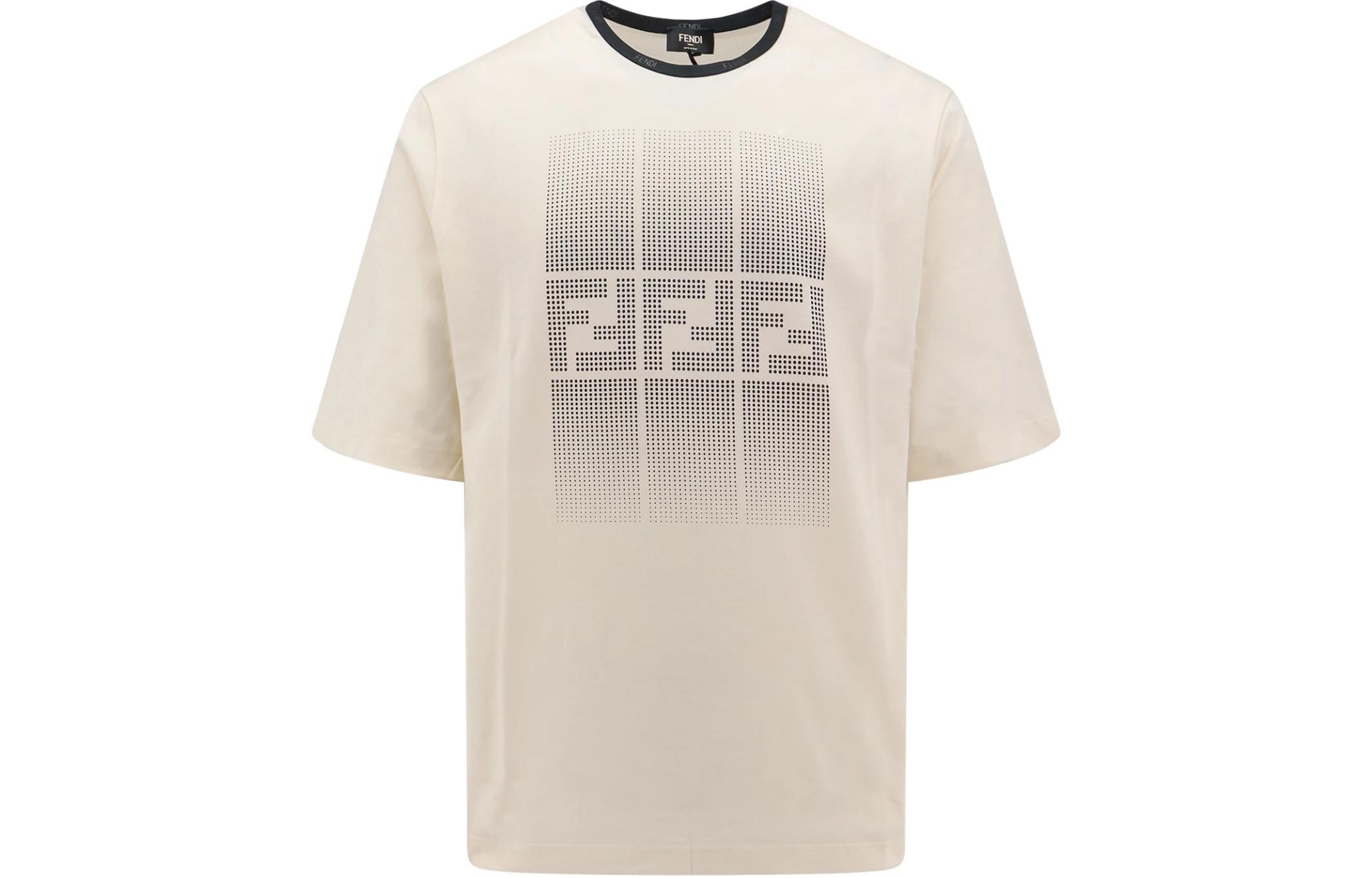 

Футболка из хлопка с мотивом FF FENDI, Ecru