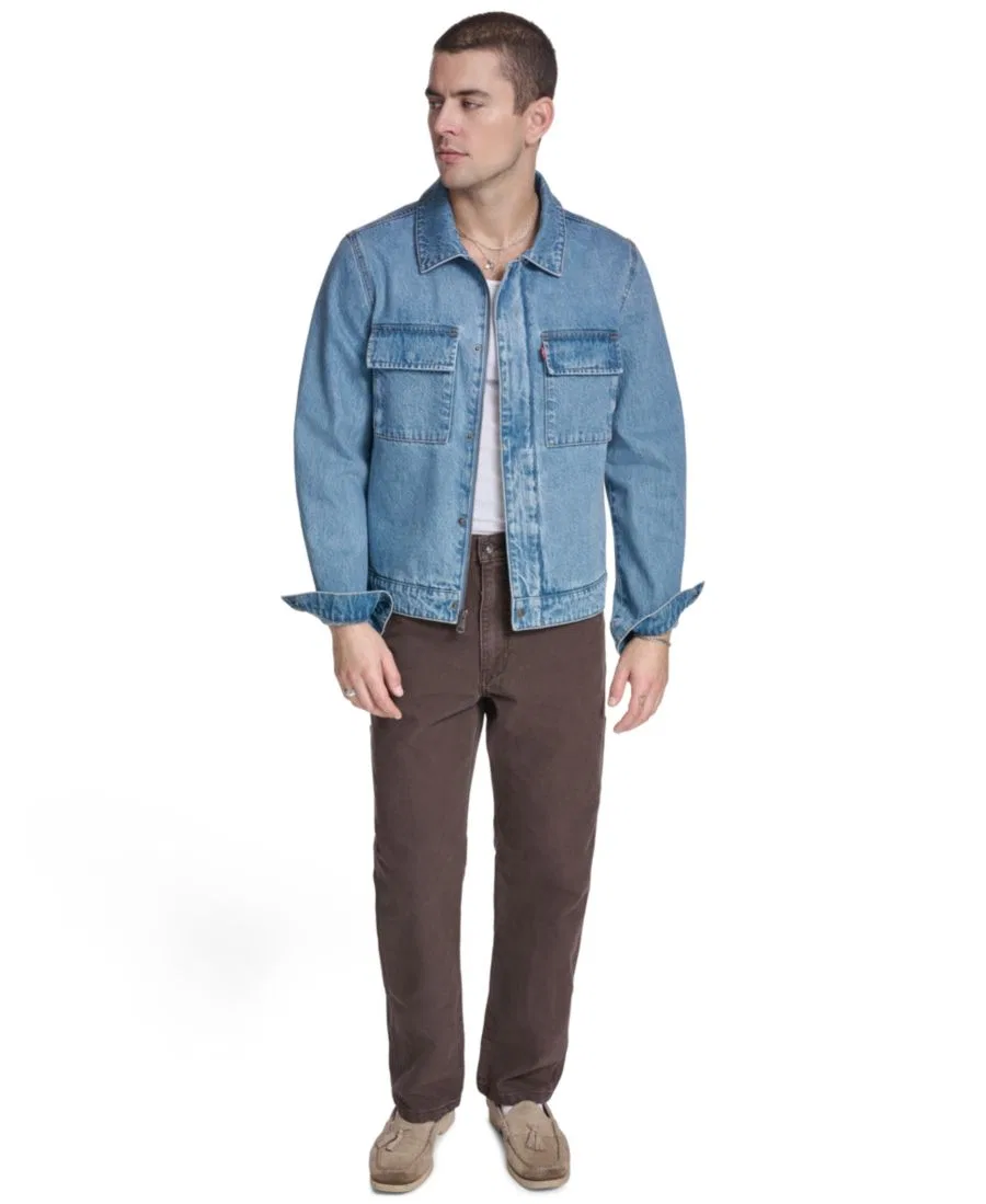 Мужская рубашка-куртка с передней молнией Levi's, Light Wash Denim