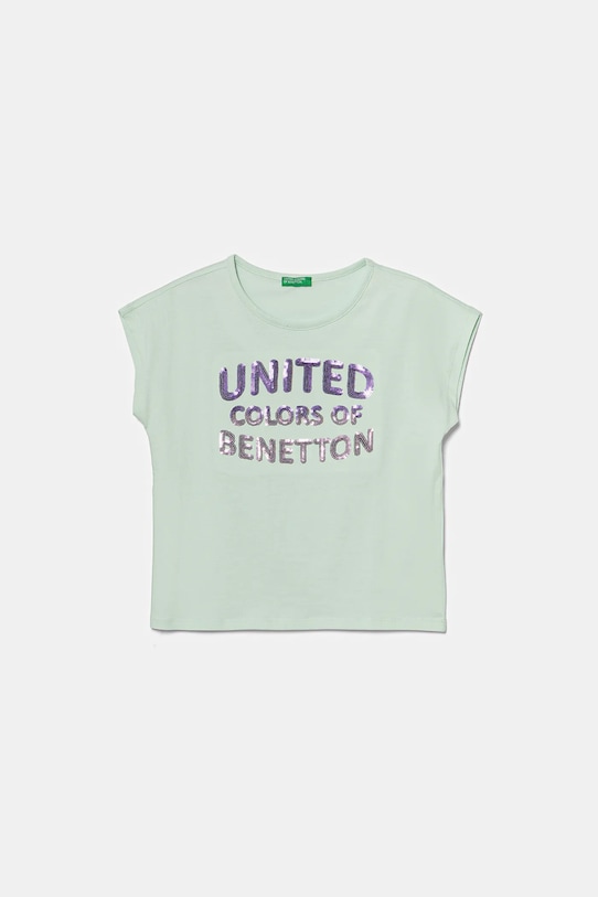 

Детская хлопковая футболка United Colors Of Benetton, бирюзовый