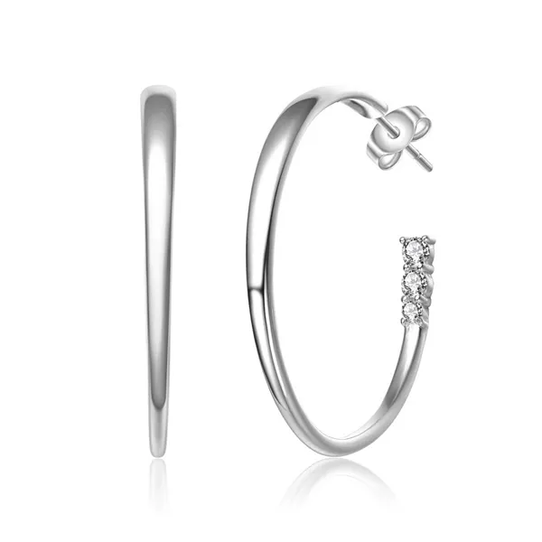 

Серьги-Кольца с тремя камнями, родиевым покрытием и кубическим цирконием, из стерлингового серебра Genevive, clear