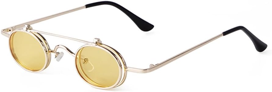 

LVTFCO Винтажные хип-хоп красные маленькие круглые солнцезащитные очки для женщин, забавные очки в стиле стимпанк, металлические овальные круглые солнцезащитные очки UV400, C6