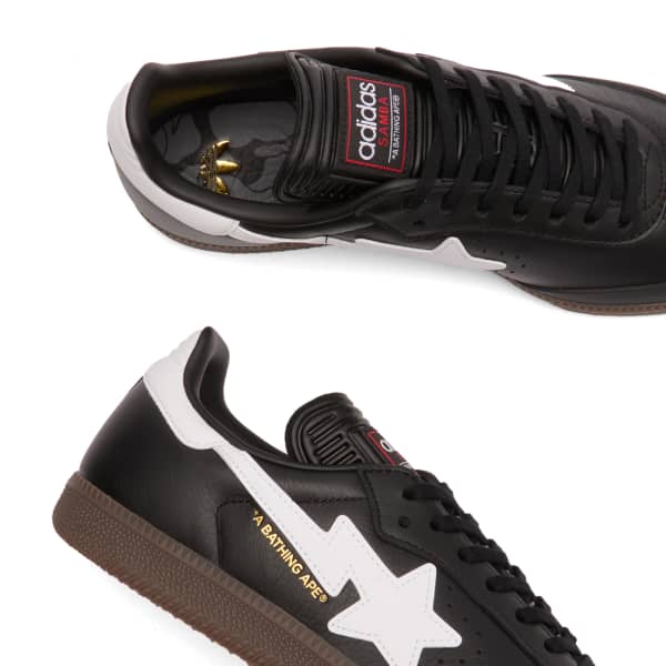 Кроссовки X bape samba Adidas, Core Black, White & Gum — фото 4