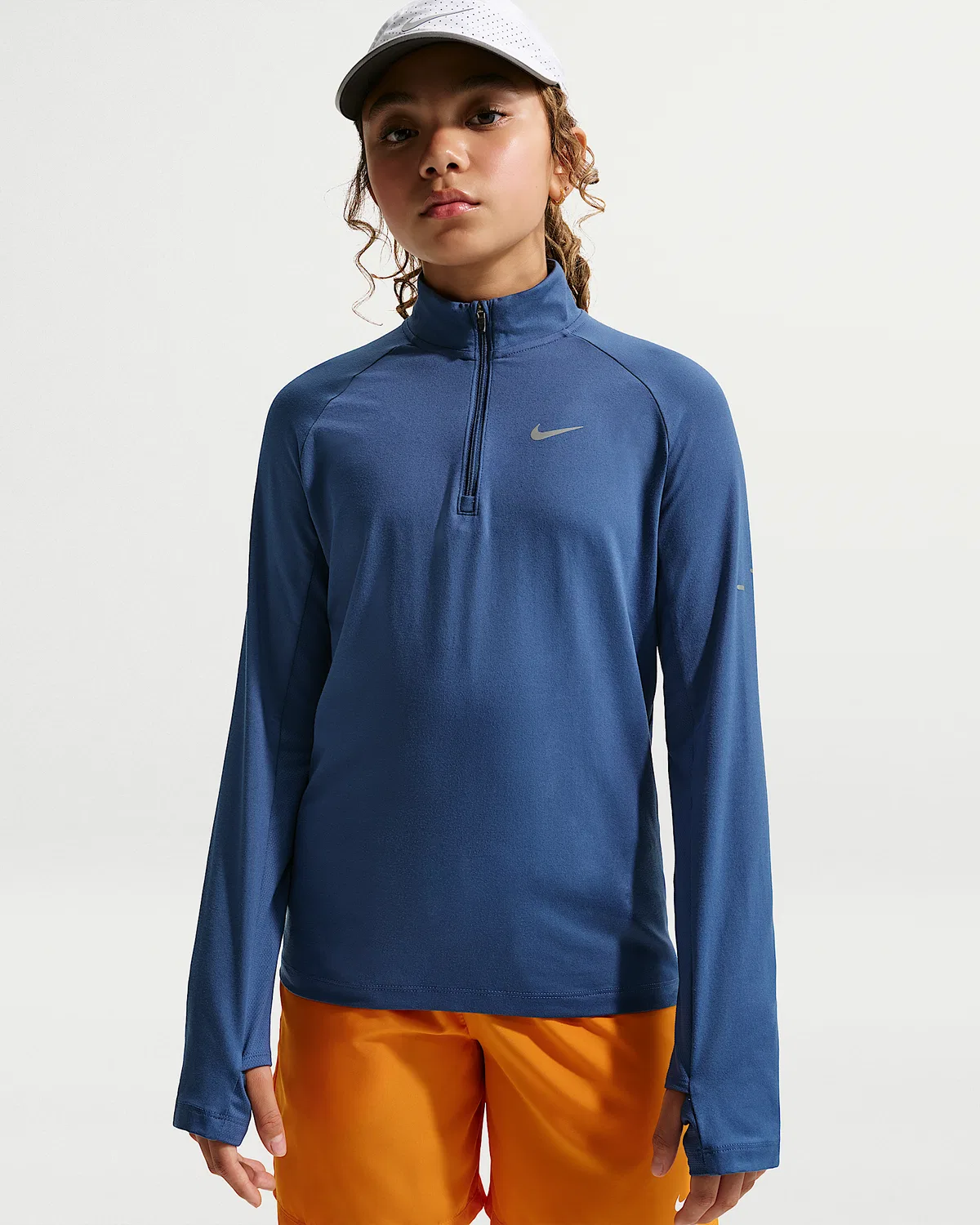 Детская футболка Nike Stride Dri-FIT с половиной молнии, Mystic Navy