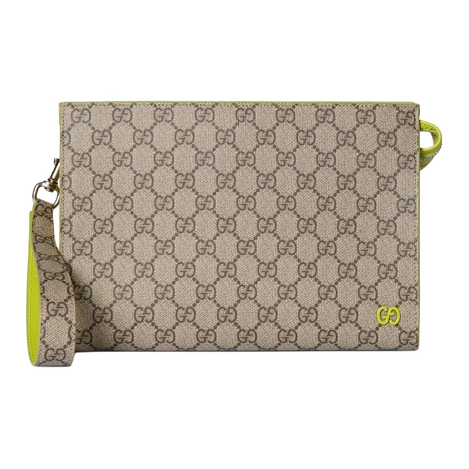 

GUCCI Женский клатч из ткани GG Supreme бежевого, желтого и зеленого цветов