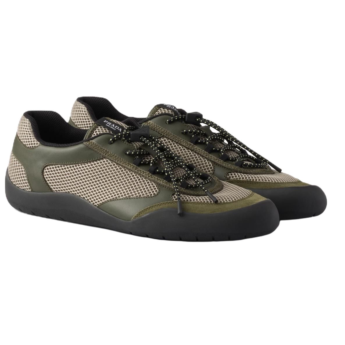 PRADA Speedrock Leather Low top Casual Shoes 4cm Men's Army Green — фото 4