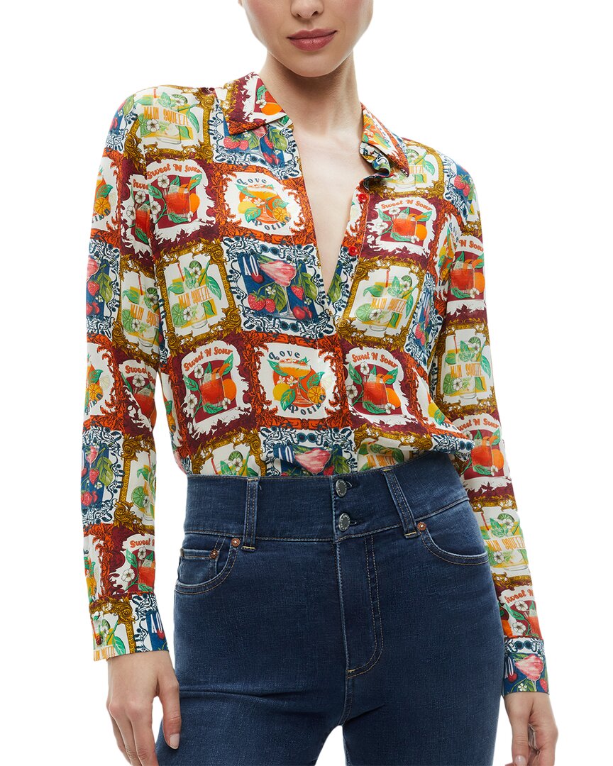 

Alice + olivia Willa Placket Шелковый топ, цвет multi