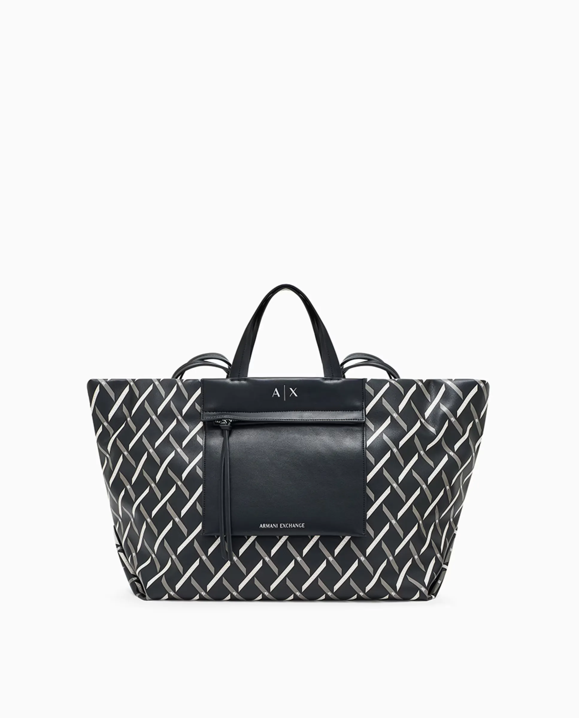 

Сумка-шоппер "Nathalie" размера L с логотипом allover Armani Exchange, черный
