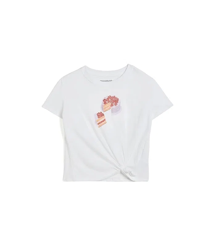 Футболка с рисунком торта завязкой сбоку Cake Side Knot Tee abercrombie kids, Anf Colony Blue Heather