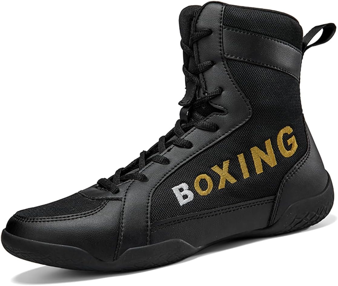 

Мужские сетчатые борцовские кроссовки Легкие спортивные фитнес-кроссовки Для боев и тренировок Повседневные дышащие боксерские ботинки Ukuboxbag, черный