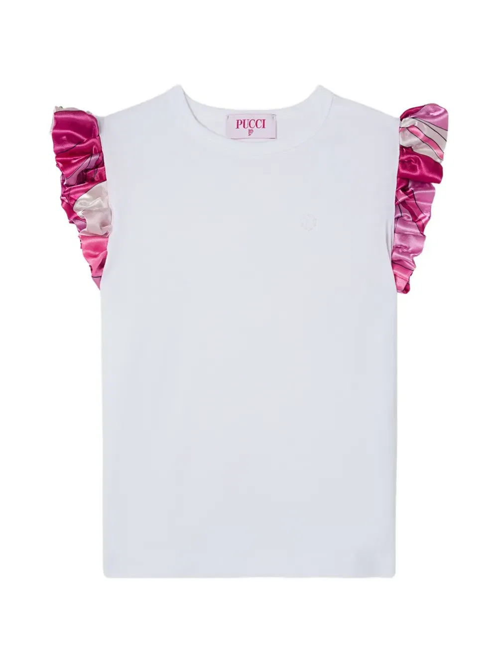 Футболка с атласными рукавами Pucci Junior, белый