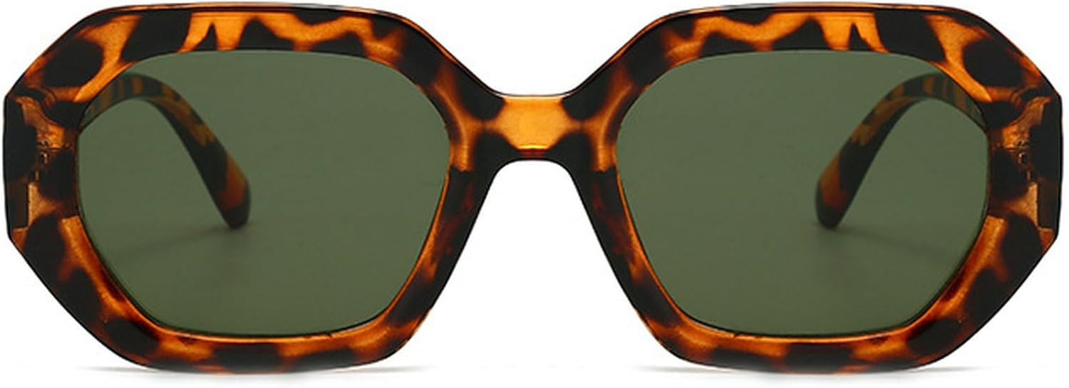 

Женские винтажные квадратные солнцезащитные очки с геометрической оправой, синими линзами, многоугольные солнцезащитные очки для мужчин, модные очки mincl, Leopard Green