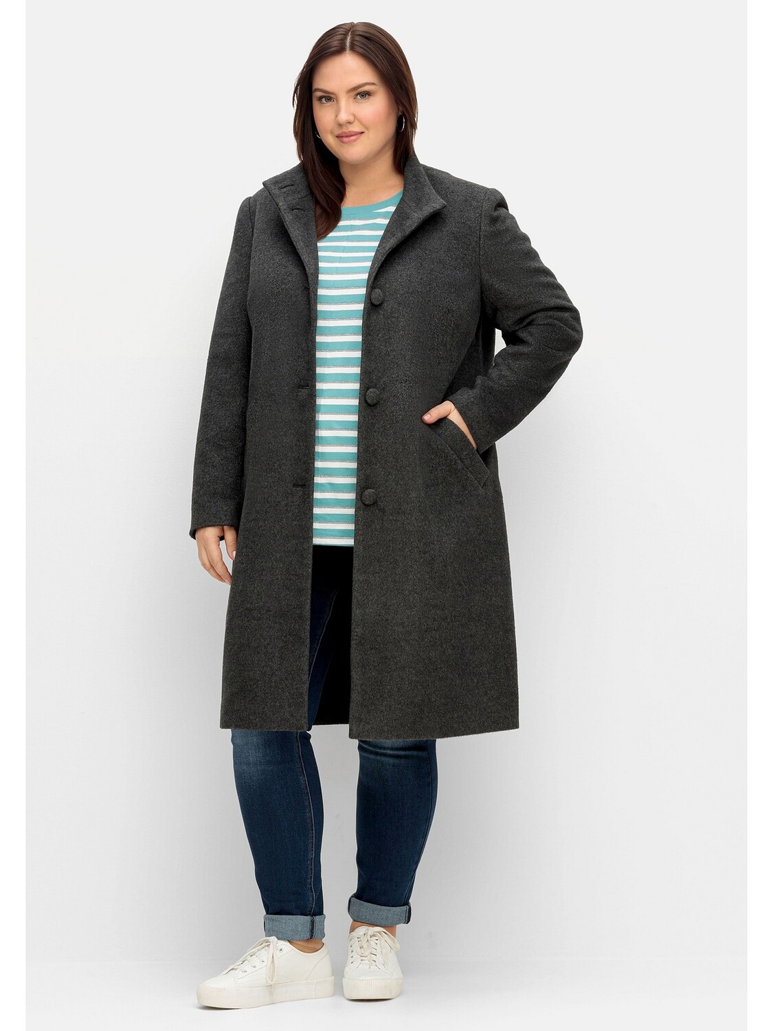 

Куртка sheego Oversized Mantel, цвет anthrazit meliert