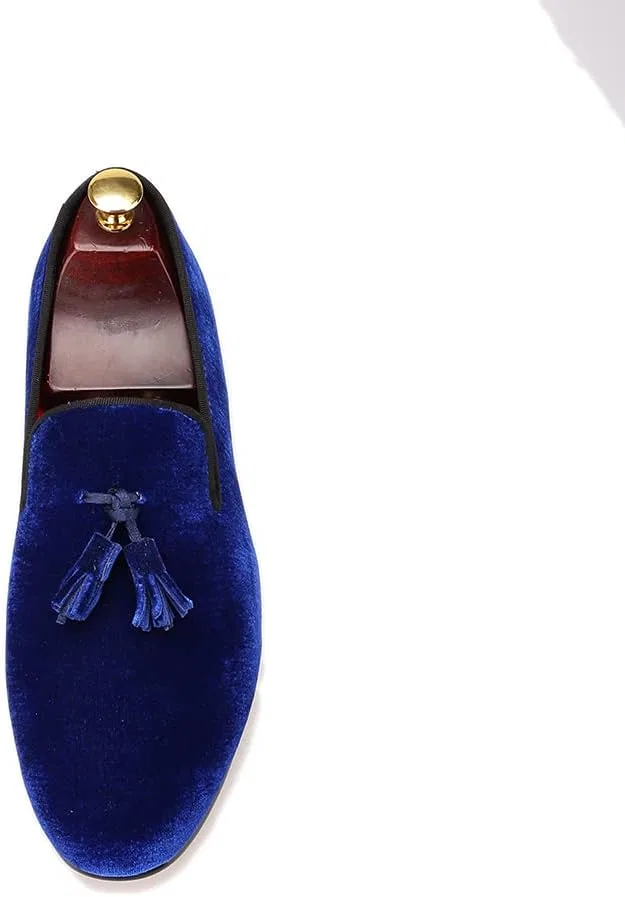 Лоферы мужские HI&HANN Tassel Velvet Blue — фото 3