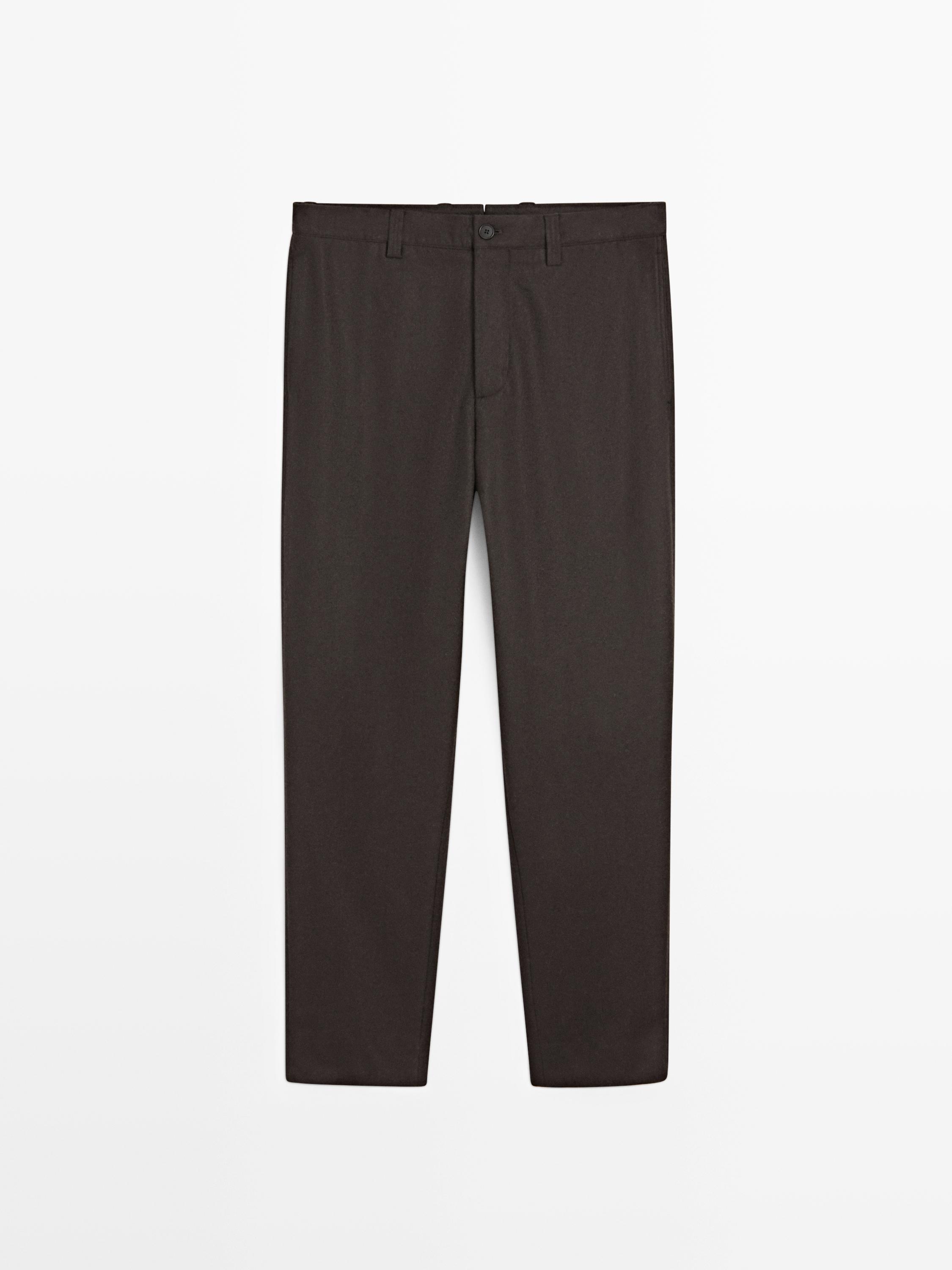 Брюки из смесовой шерсти в стиле total look Massimo Dutti, brown — фото 2