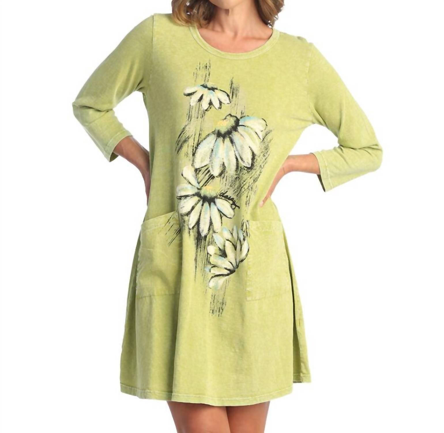 

Jess & Jane Платье Lucy из минерального хлопка с эффектом потертости, цвет «кактус»