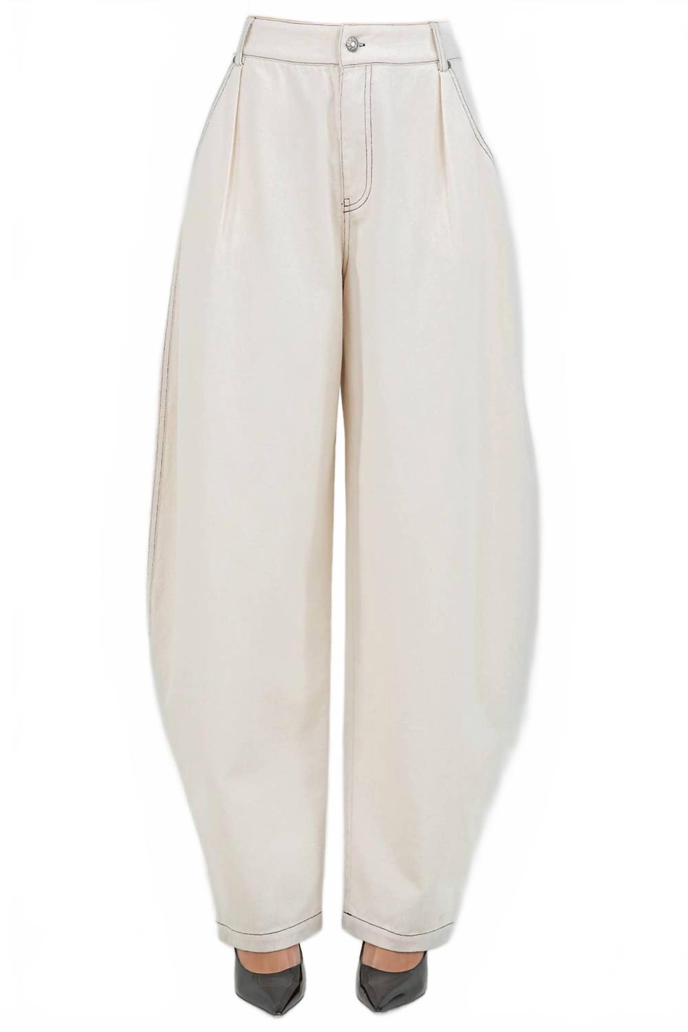 

WHITEROOM+CACTUS Хлопковые брюки-бочко цвета овсянки