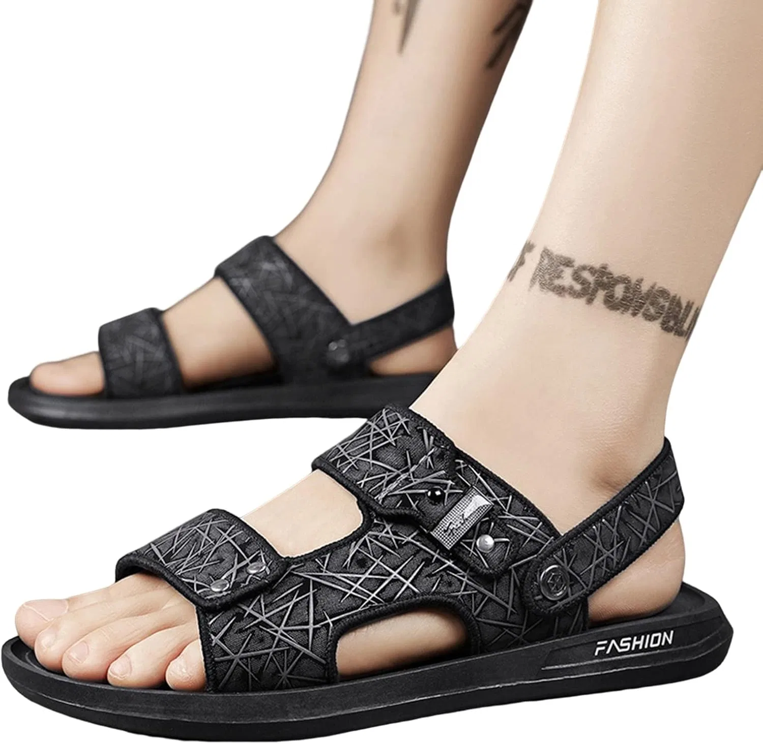 Мужские сандалии, повседневные, удобные, мягкие, летние, дышащие, для активного отдыха, походные, износостойкие, широкие, летние Sfwqoifou, Grau