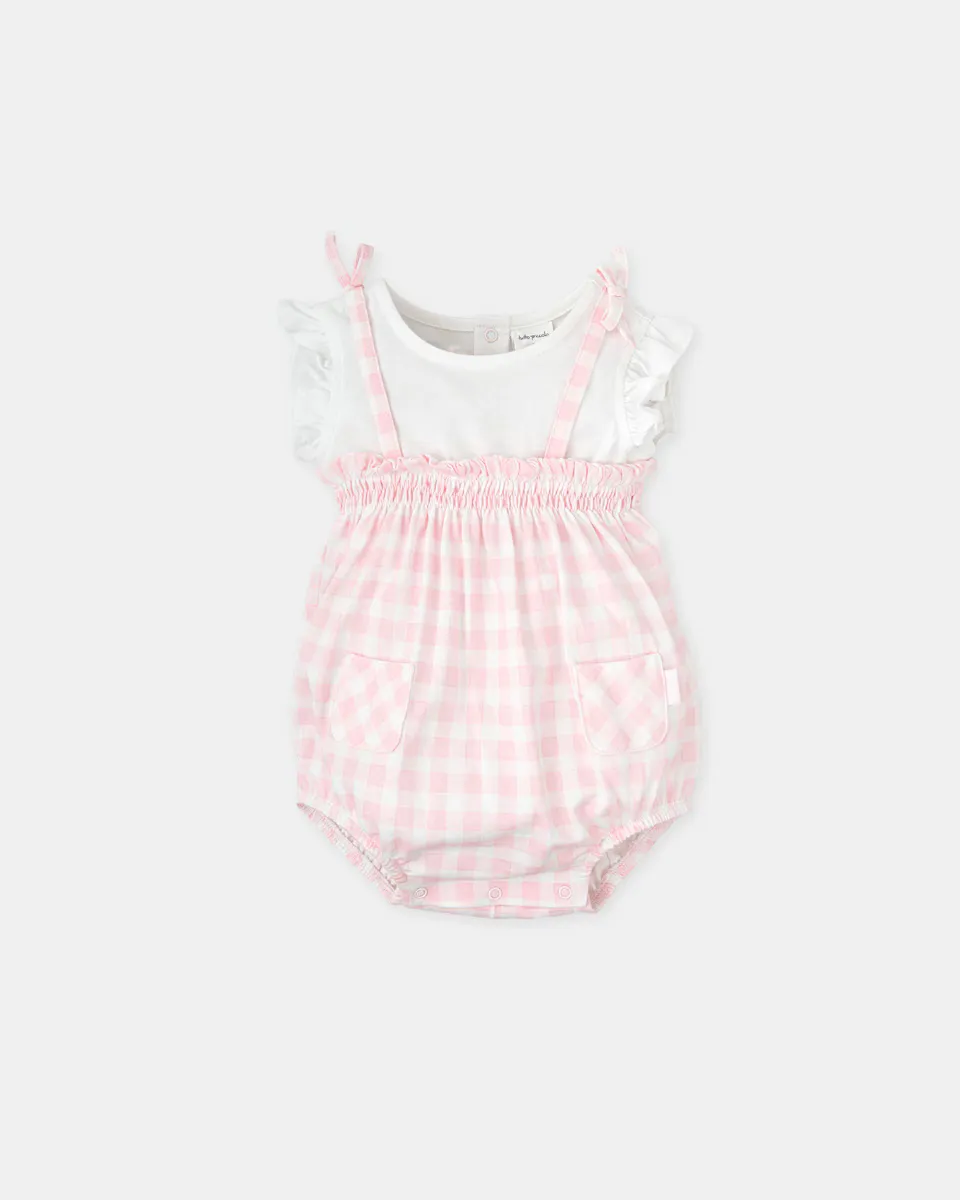 

Комбинезон для девочек с эффектом розовой клетки 2 в 1 Tutto Piccolo, цвет Rosa