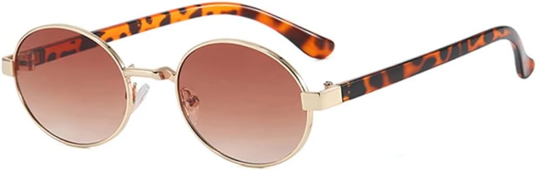 

Винтажные маленькие металлические овальные женские солнцезащитные очки, модные прозрачные градиентные линзы, защита от УФ-излучения UV400, мужские солнцезащитные очки в стиле панк SZVVBKK, Golden Leopard Tea