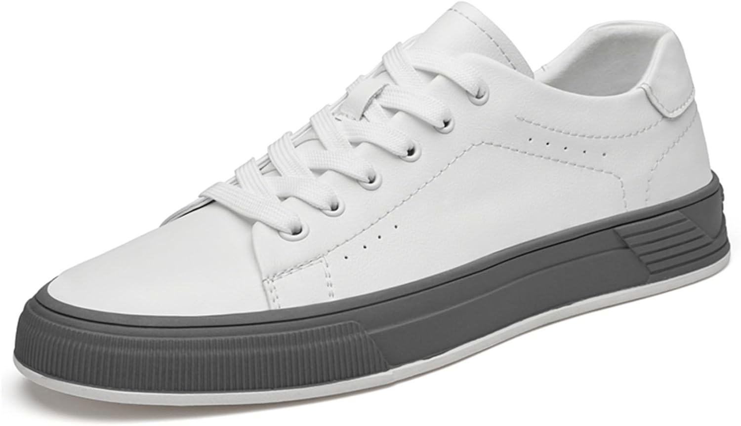 

Мужские кроссовки из натуральной кожи с шнуровкой, модные низкие на платформе, мягкие повседневные легкие противоскользящие дышащие спортивные туфли для скейтбординга, прогулок и повседневного ношения Houdbdol, белый