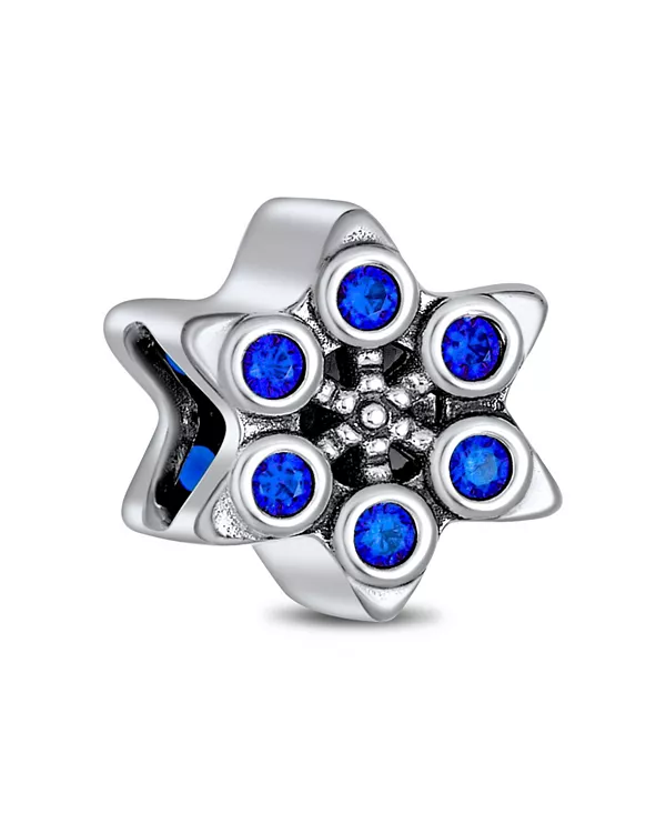 

Браслет из стерлингового серебра с подвеской в виде снежинки, синим кубическим цирконием и подвеской в виде снежинки Bling Jewelry, blue