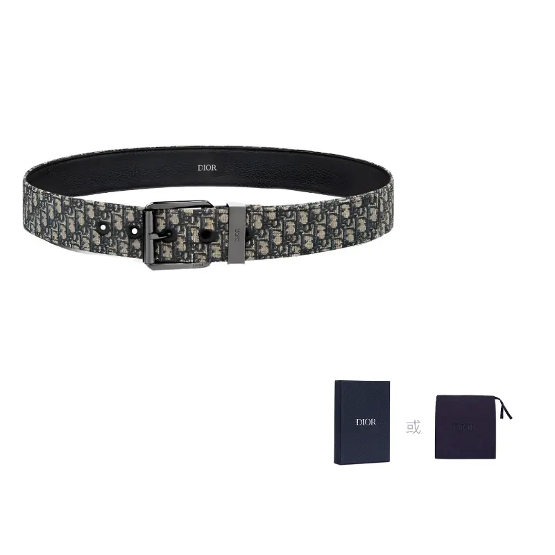 

DIOR Мужской кожаный ремень с металлической фурнитурой черный шириной 3.5 см, Black