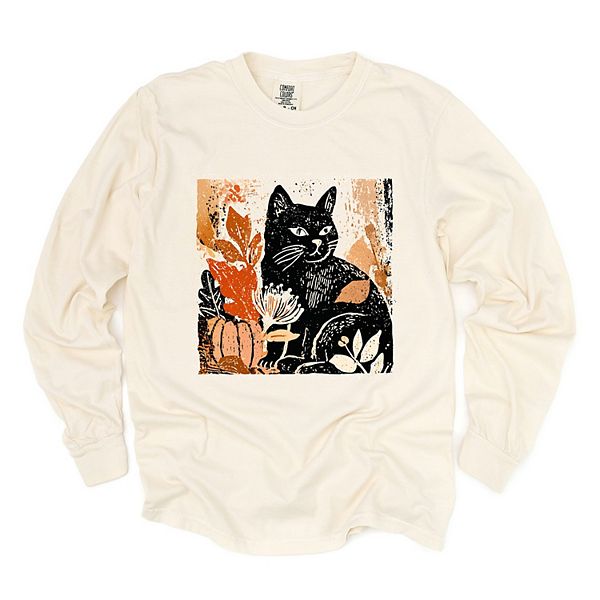 

Футболка с принтом Black cat fall leaves distressed для женщин, окрашенная в стиле garment dyed Simply Sage Market, Ivory, Черный, Футболка с принтом Black cat fall leaves distressed для женщин, окрашенная в стиле garment dyed Simply Sage Market, Ivory