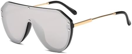 

Модные солнцезащитные очки большого размера 2027 года для женщин, винтажные квадратные солнцезащитные очки с заклепками, мужские солнцезащитные очки-зеркала для вождения MTZJH, Silver1388