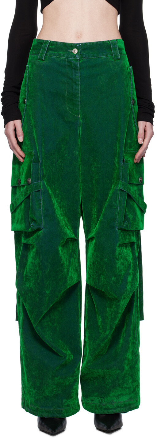 

Зеленые джинсы MSGM с флокированным принтом
