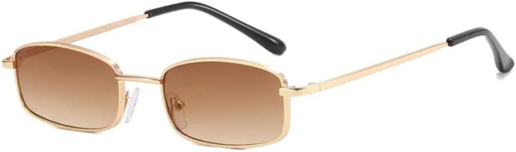 

Солнцезащитные очки с защитой от УФ-излучения UV400 | Металлическая панк-оправа, маленькая | для женщин и мужчин, для занятий спортом на открытом воздухе и вождения DSVIGF, Gold-brown