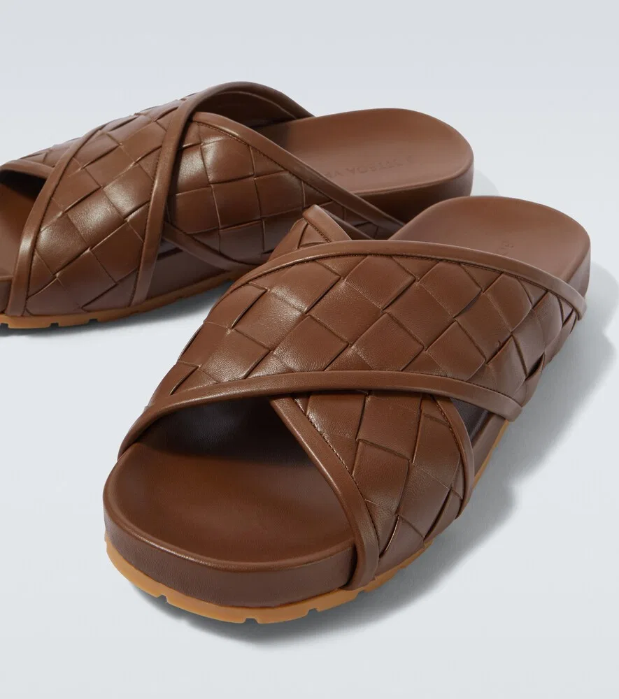 Кожаные сандалии Tarik Intrecciato Bottega Veneta, коричневый — фото 3