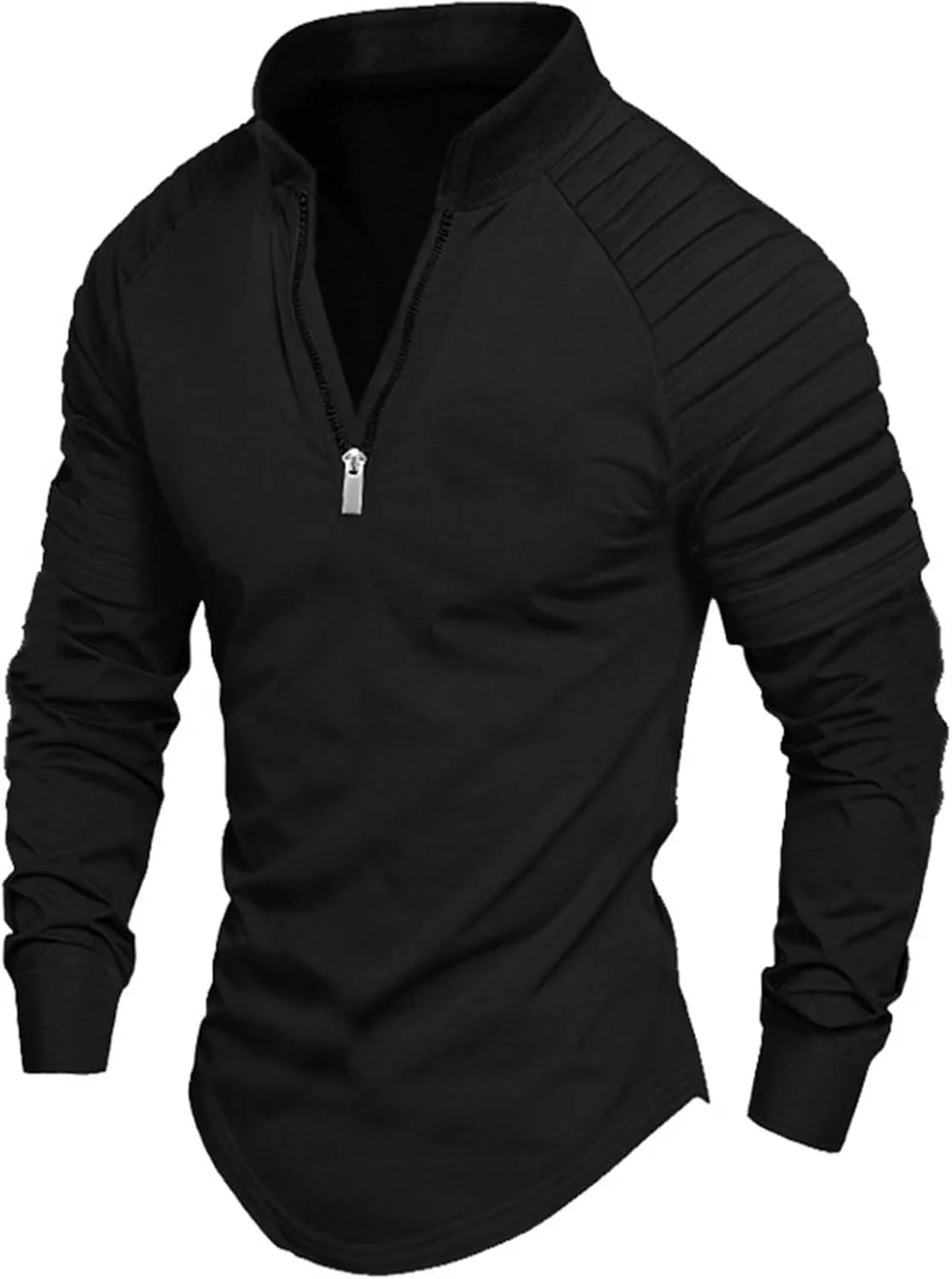 Мужская футболка Stand Collar с длинным рукавом и молнией