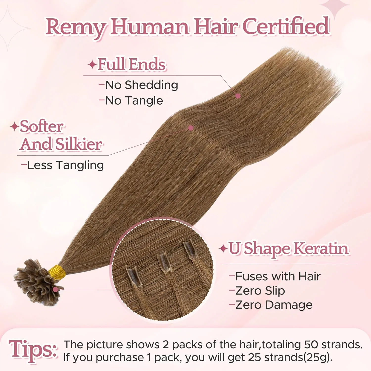 Наращивание волос кератиновое «Bondings Hair Extensions» от SEGO Sego, # 6R — фото 3