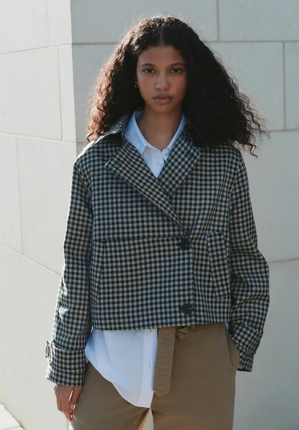 Летняя короткая летняя куртка-тренч укороченного кроя Next, Navy Check