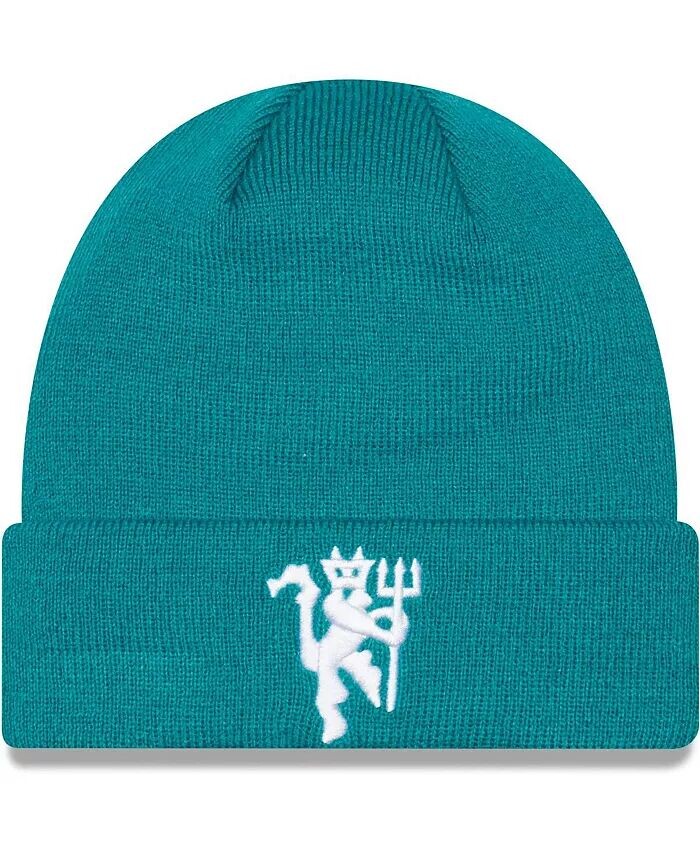 

Мужская сезонная вязаная шапка с манжетами бирюзового цвета Manchester United New Era