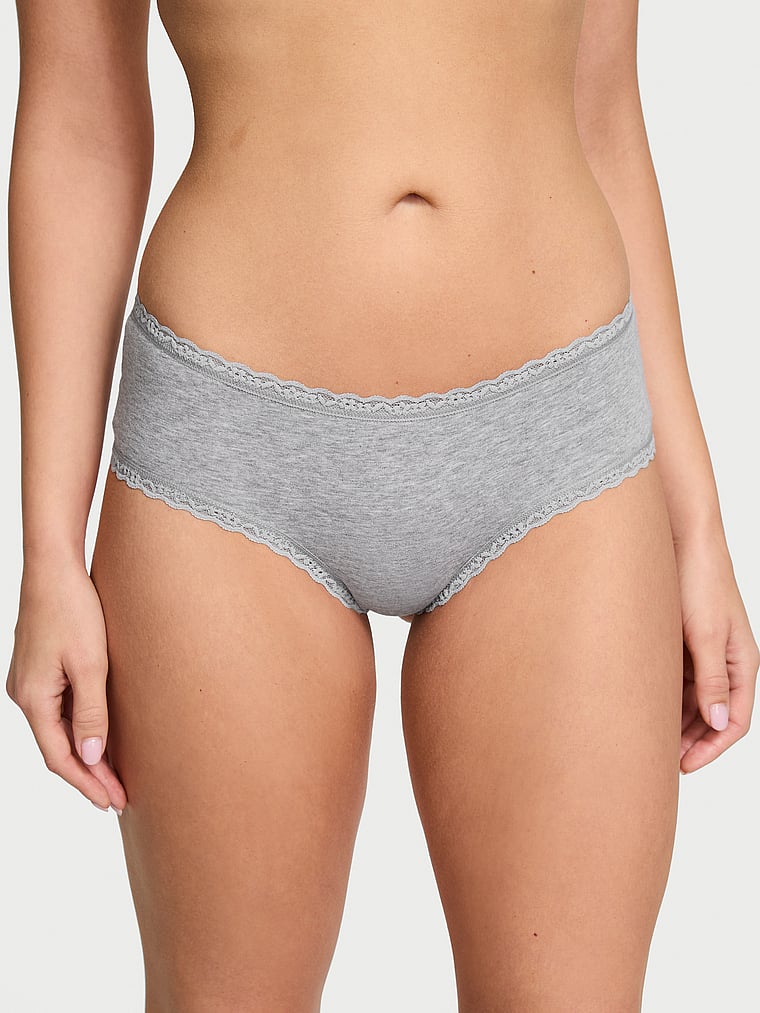 

Хлопковые трусики-стринги с кружевной талией Lace Trim, lace trim heather grey