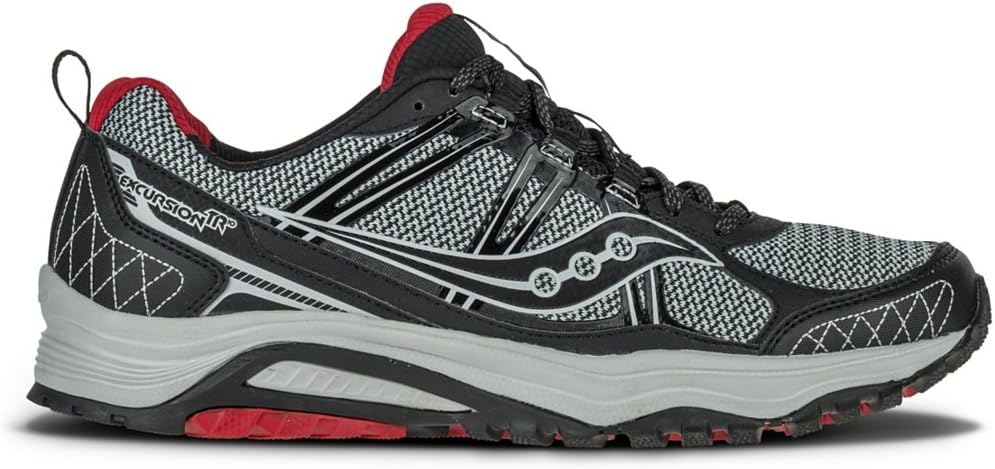 Мужские беговые кроссовки Saucony Grid Excursion tr10, серый/черный/красный — фото 2
