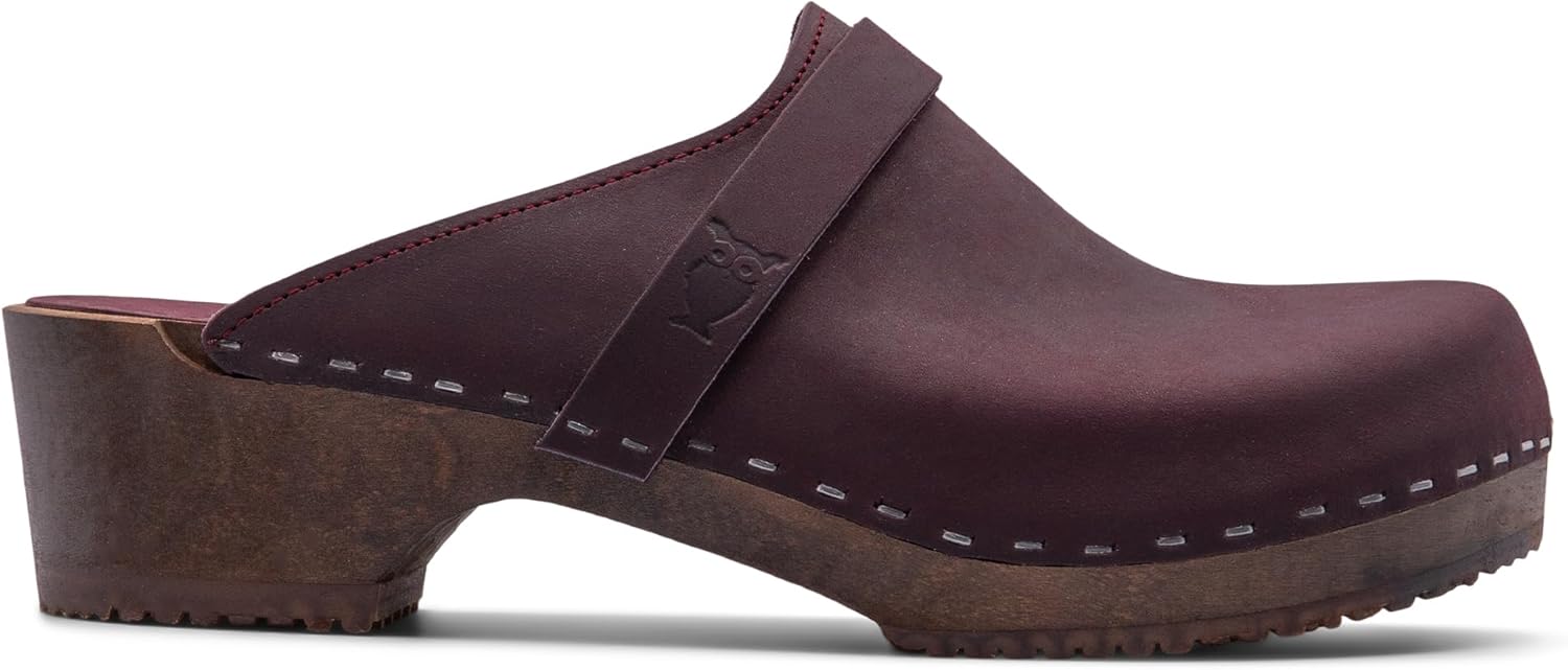 

Ручные шведские деревянные клоги Sandgrens для мужчин, сабо с низким каблуком | Мальме, темно-коричневый