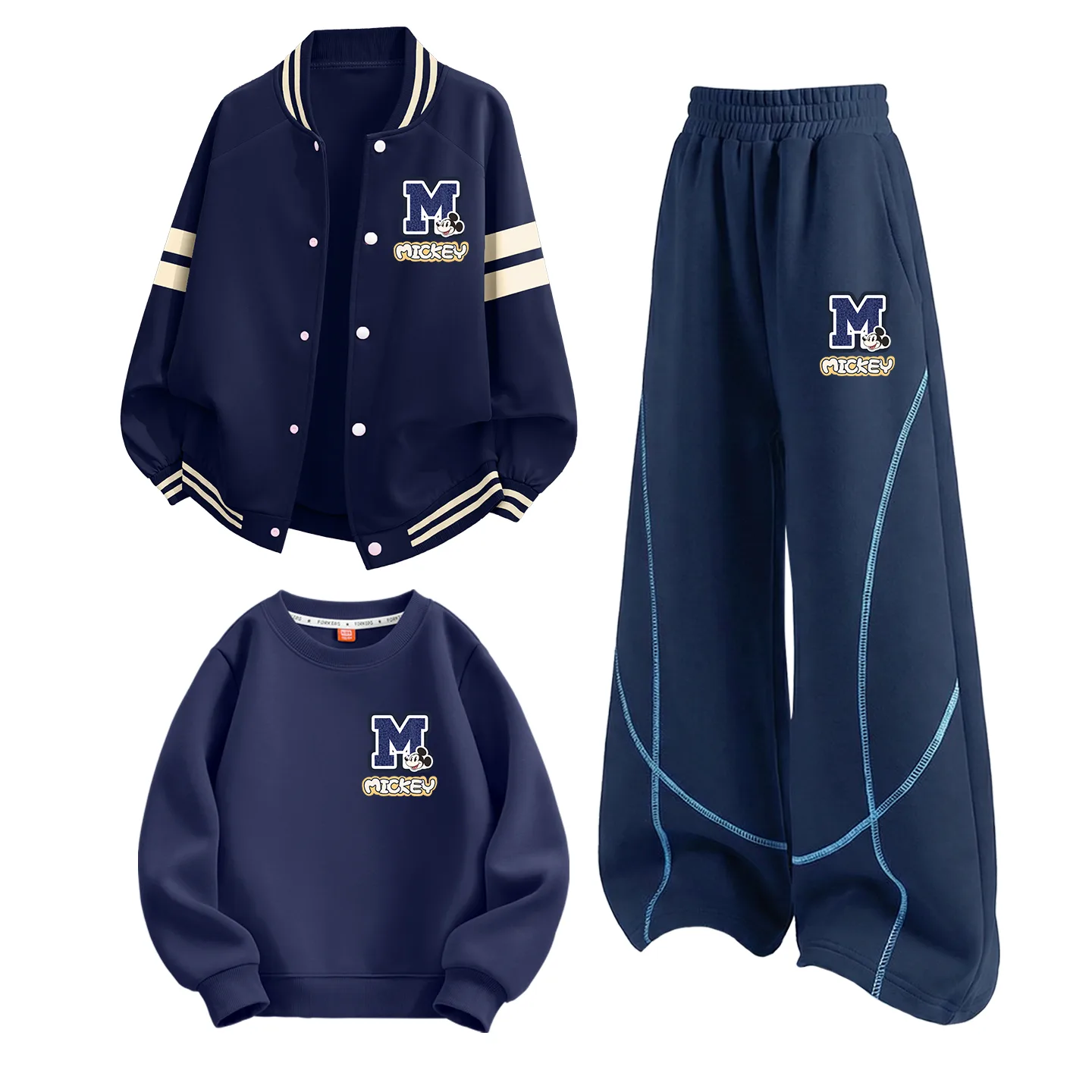 Детская повседневная спортивная футболка с круглым вырезом Disney, Di Line K Navy Blue+Di Line K Navy Blue+Di Line K Navy Blue — фото 3