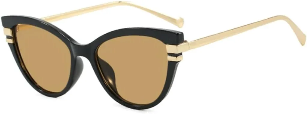 

Солнцезащитные очки для мужчин и женщин - защита UV400 - градиентная оправа "кошачий глаз" для занятий спортом на открытом воздухе и вождения DSVIGF, Black Brown